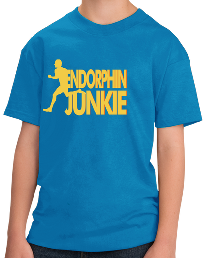 Youth Aqua Blue Endorphin Junkie- Extreme Sports Workout Fitness T-shirt