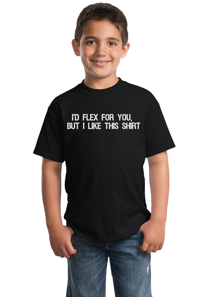 Youth Black I'd Flex for You, But… - Bodybuilder Fitness Humor Cocky Funny 