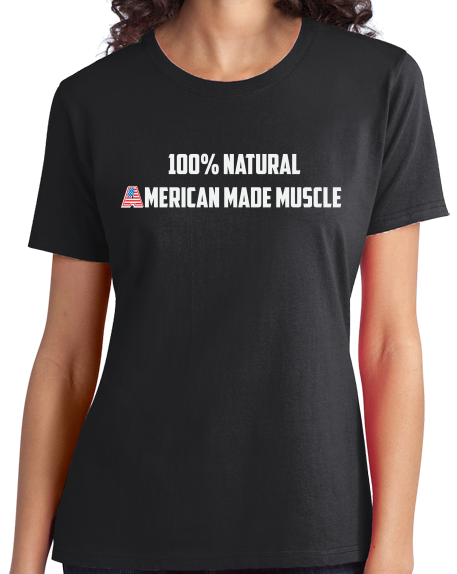 Ladies Black Natural American Muscle - Bodybuilding Weight Lifiting Pride Fan 