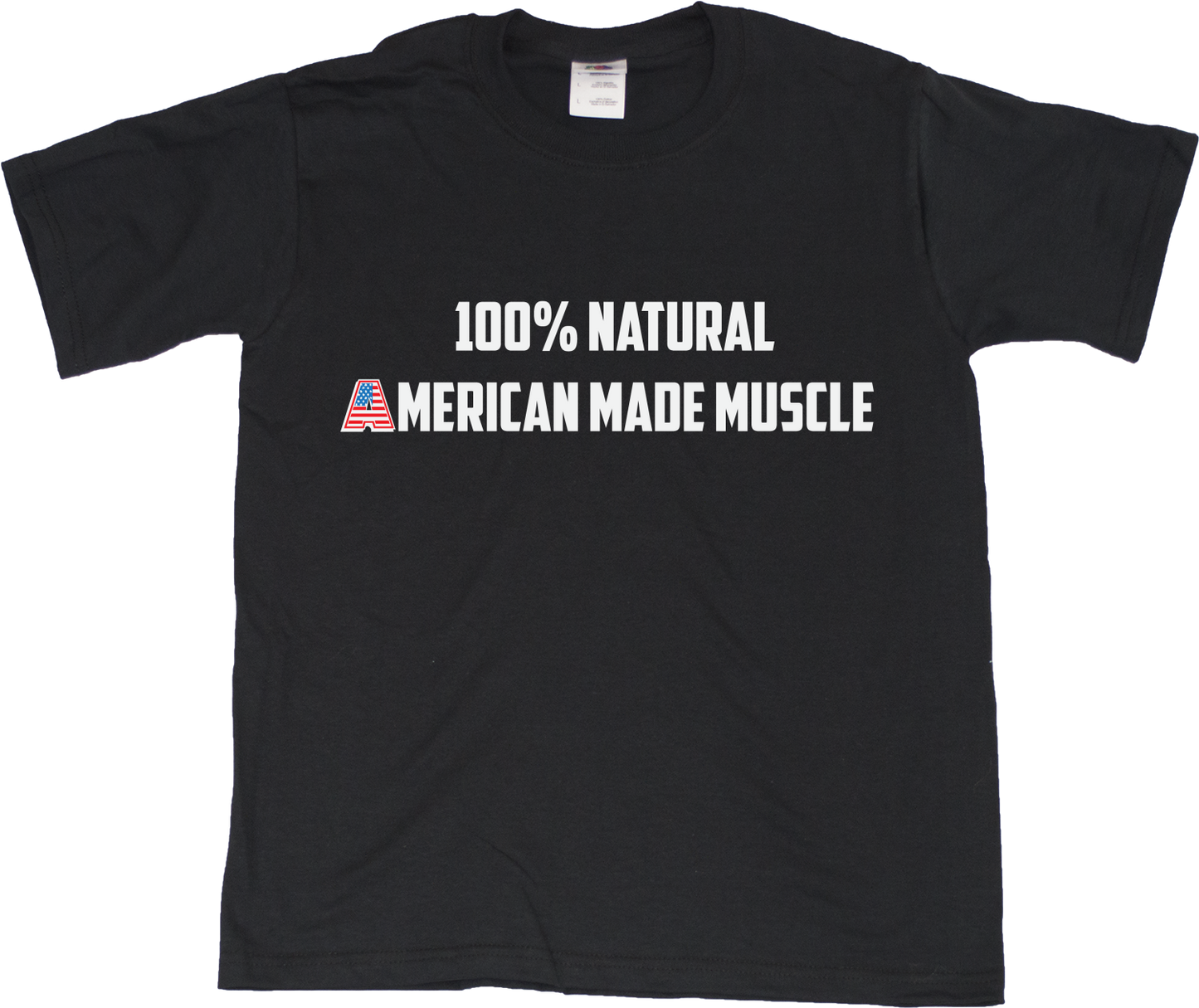 Youth Black Natural American Muscle - Bodybuilding Weight Lifiting Pride Fan 