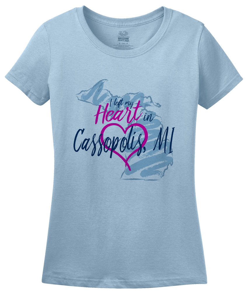 Ladies Light Blue I Left my Heart in Cassopolis, MI | Michigan Pride Ladies  T-shirt
