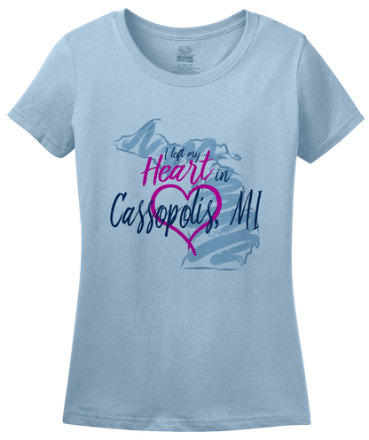 Ladies Light Blue I Left my Heart in Cassopolis, MI | Michigan Pride Ladies  T-shirt