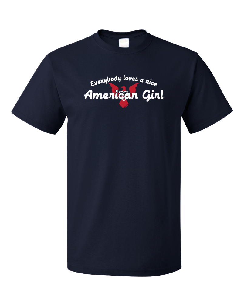 Standard Navy Everybody Loves A Nice American Girl - America Pride 4th of July T-shirt