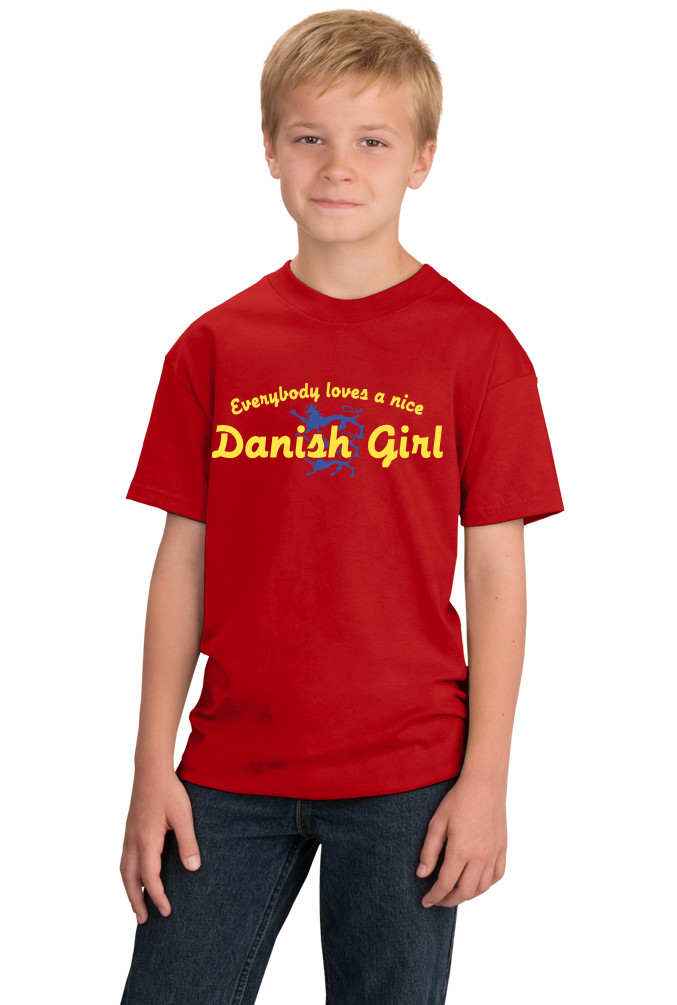 Youth Red Everyone Loves A Nice Danish Girl - Denmark Love Heritage Gift T-shirt