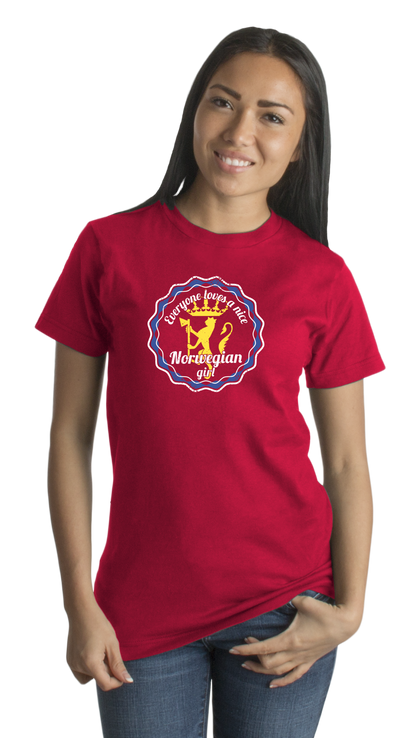 Standard Red Everyone Loves A Nice Norwegian Girl - Norway Heritage Pride T-shirt
