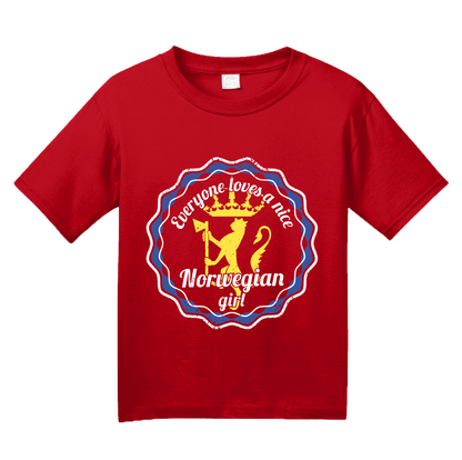 Youth Red Everyone Loves A Nice Norwegian Girl - Norway Heritage Pride T-shirt