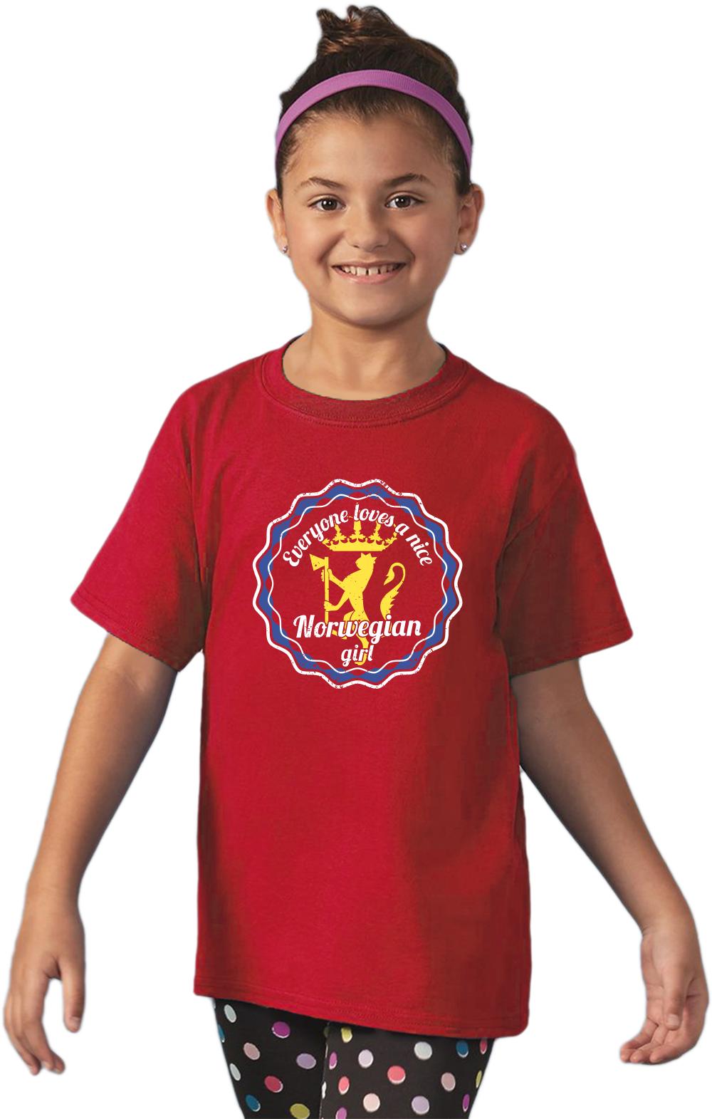 Youth Red Everyone Loves A Nice Norwegian Girl - Norway Heritage Pride T-shirt