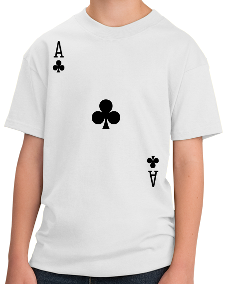 Youth White Ace Of Clubs - Magician Poker Player Card Games Funny Costume T-shirt