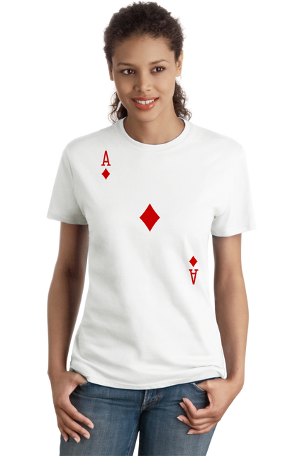 Ladies White Ace Of Diamonds - Magician Poker Player Card Games Funny Costume T-shirt