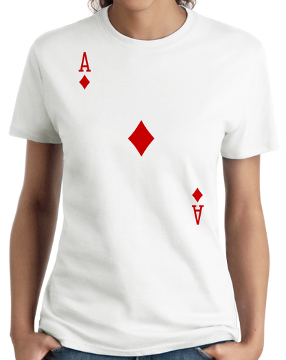 Ladies White Ace Of Diamonds - Magician Poker Player Card Games Funny Costume T-shirt