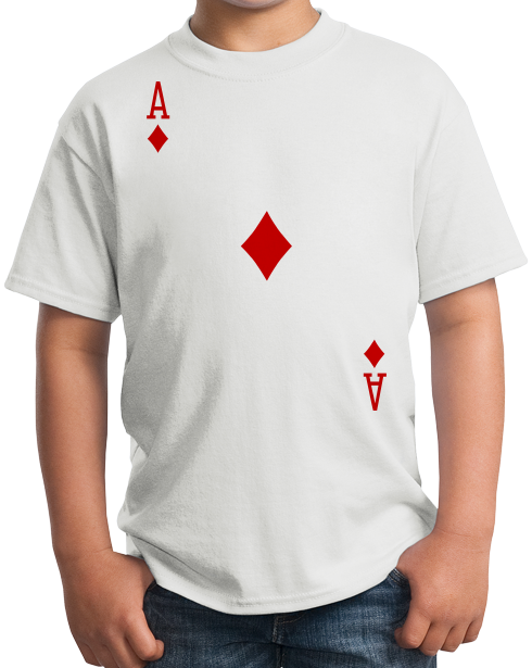 Youth White Ace Of Diamonds - Magician Poker Player Card Games Funny Costume T-shirt