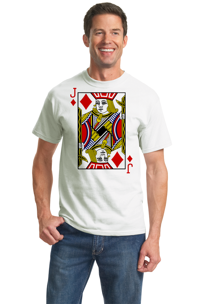 Standard White Jack Of Diamonds - Card Player Costume Magician Gambler Fun T-shirt