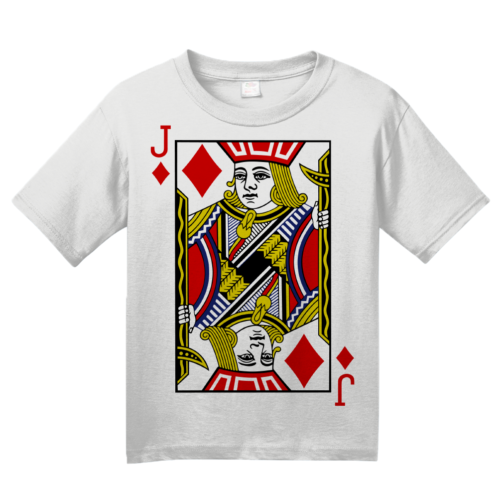 Youth White Jack Of Diamonds - Card Player Costume Magician Gambler Fun T-shirt