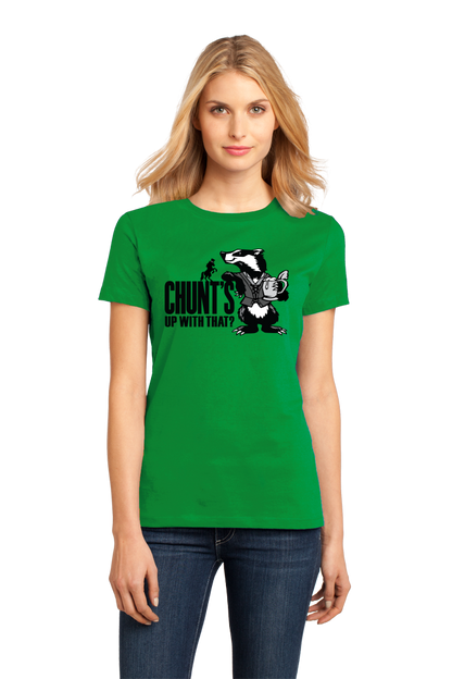 Ladies Green Magic Tavern Chunt's Up With That T-shirt