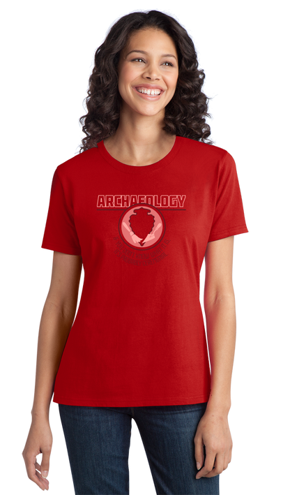 Ladies Red College Major Archaeology - Indiana Jones Relics Dig Funny Joke T-shirt