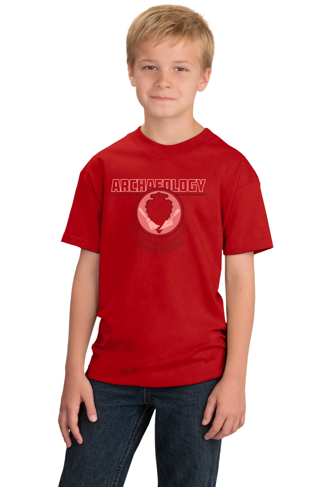 Youth Red College Major Archaeology - Indiana Jones Relics Dig Funny Joke T-shirt