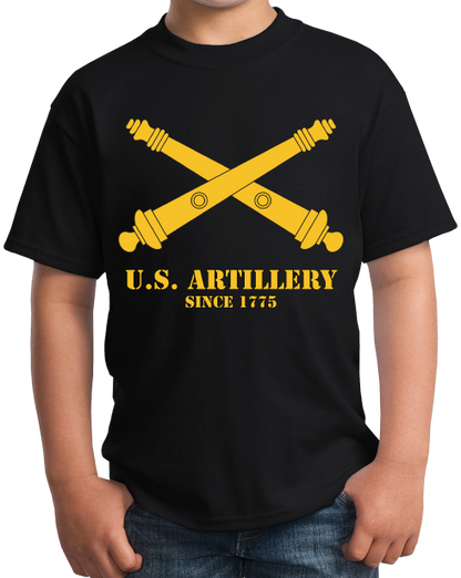 Youth Black U.S. ARMY ARTILLERY, SINCE 1775 T-shirt