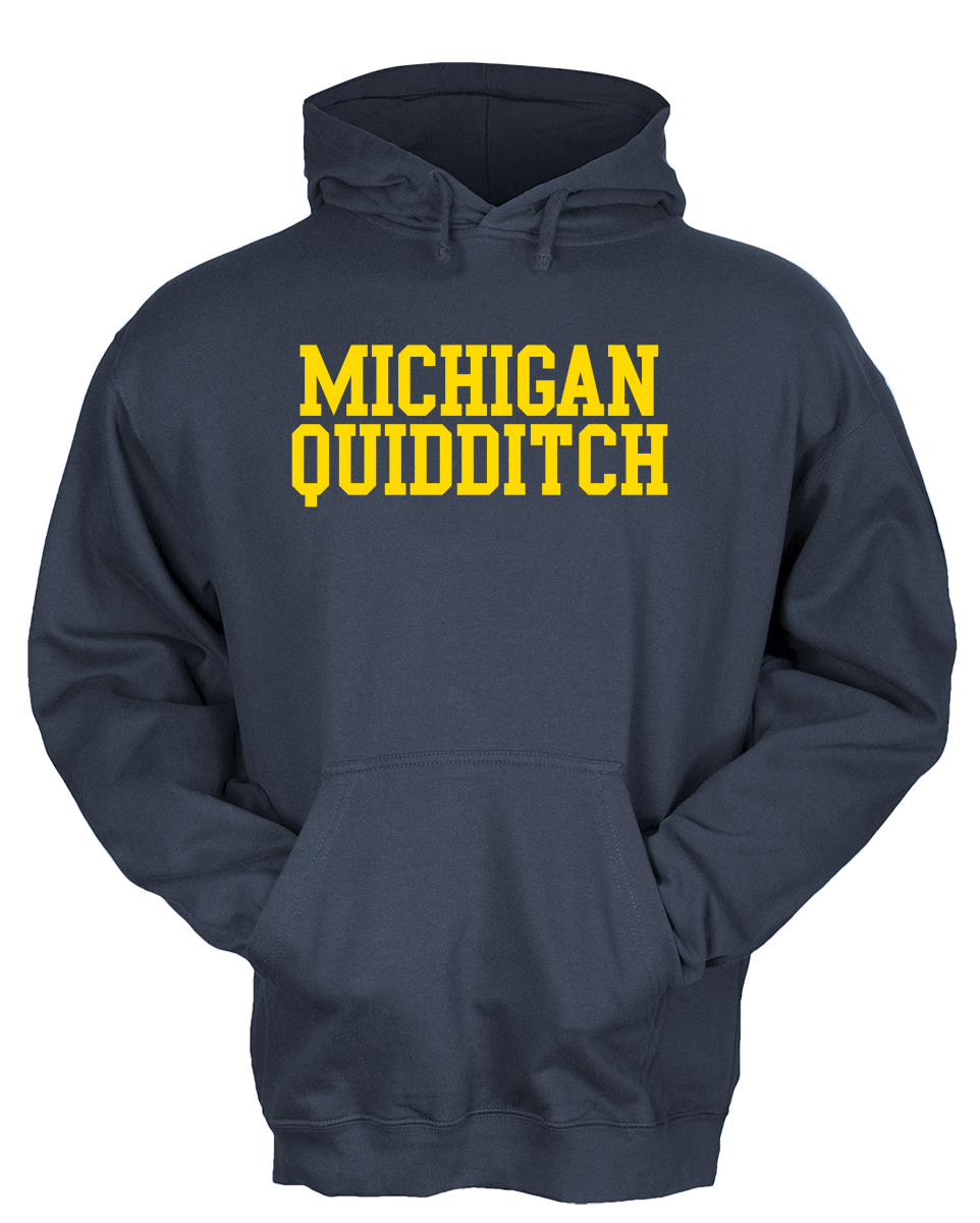 Pullover Hoodie Navy Michigan Quidditch Wordmark Hooded T-shirt