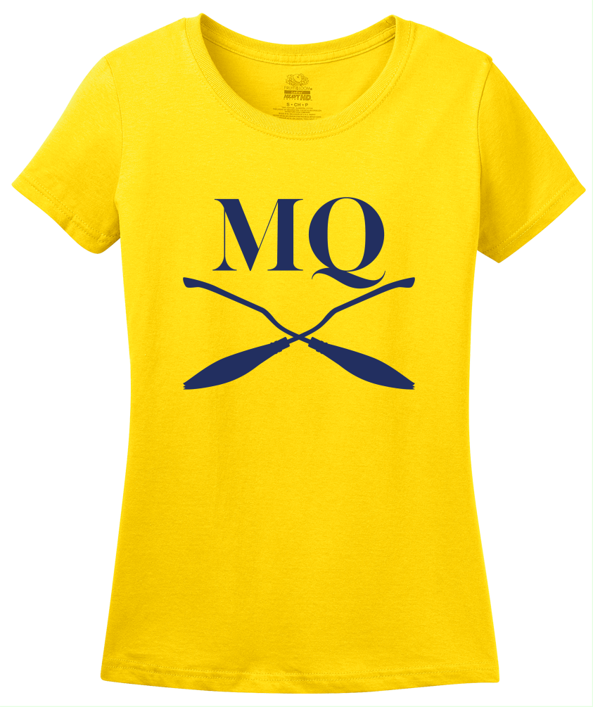 Ladies Yellow Michigan Quidditch Brooms Logo Tee T-shirt