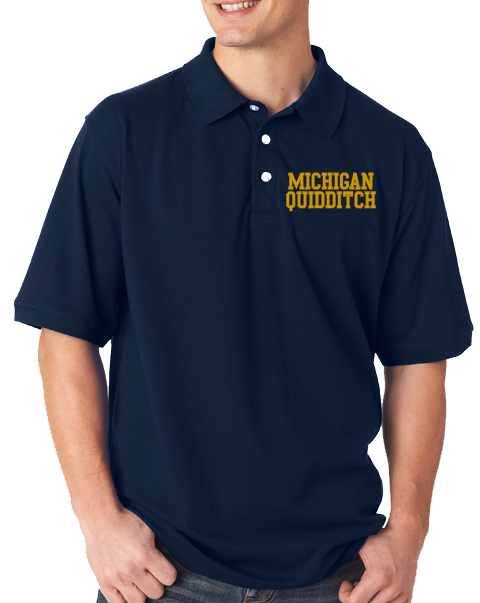 Unisex Polo Navy Michigan Quidditch Polo T-shirt