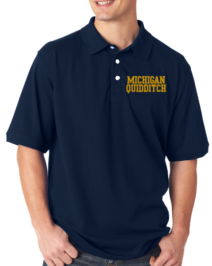 Unisex Polo Navy Michigan Quidditch Polo T-shirt