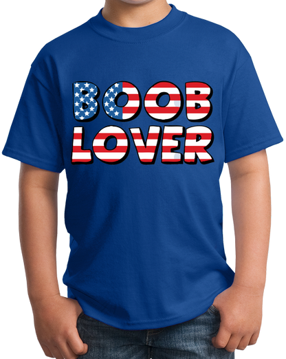 Youth Royal American Boob Lover - Raunchy Patriotism USA Pride Humor Funny T-shirt