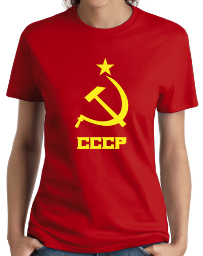 Ladies Red Hammer & Sickle - Soviet Union Communist Iconography Cold War T-shirt