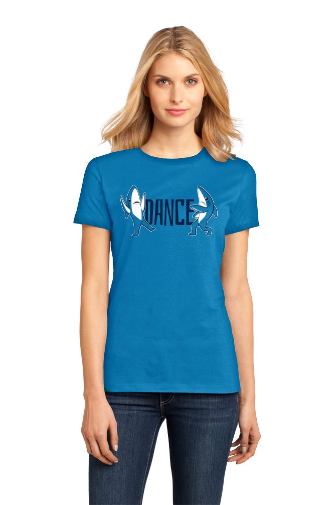 Ladies Aqua Blue Dance, Shark, DANCE! T-shirt