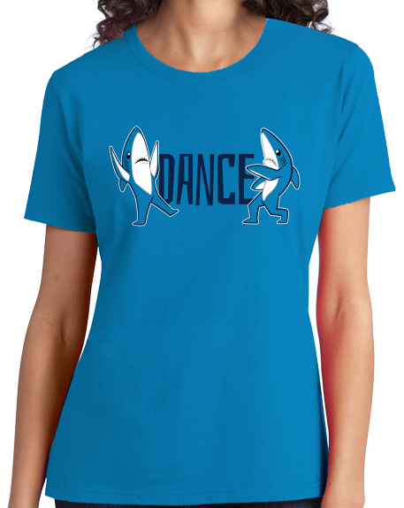 Ladies Aqua Blue Dance, Shark, DANCE! T-shirt