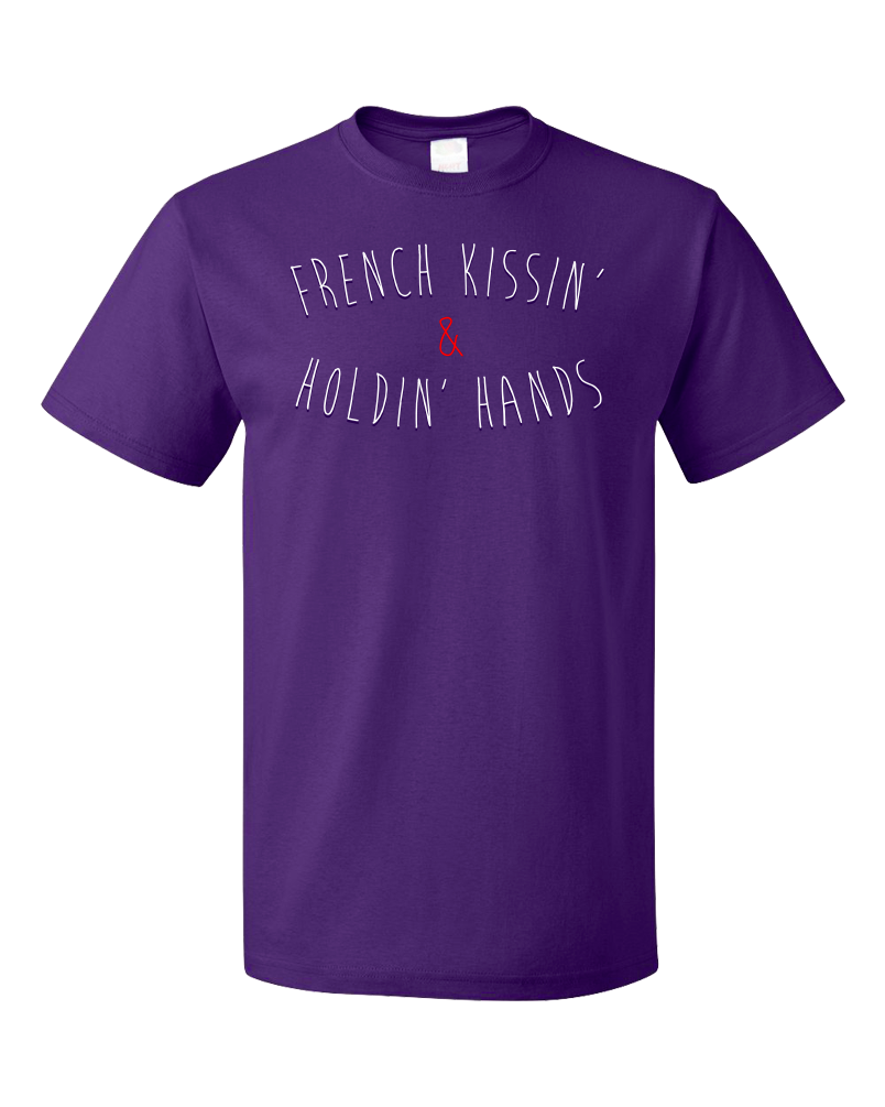Standard Purple French Kissing And Holding Hands - Awkward Cheesy Pick-Up Line T-shirt