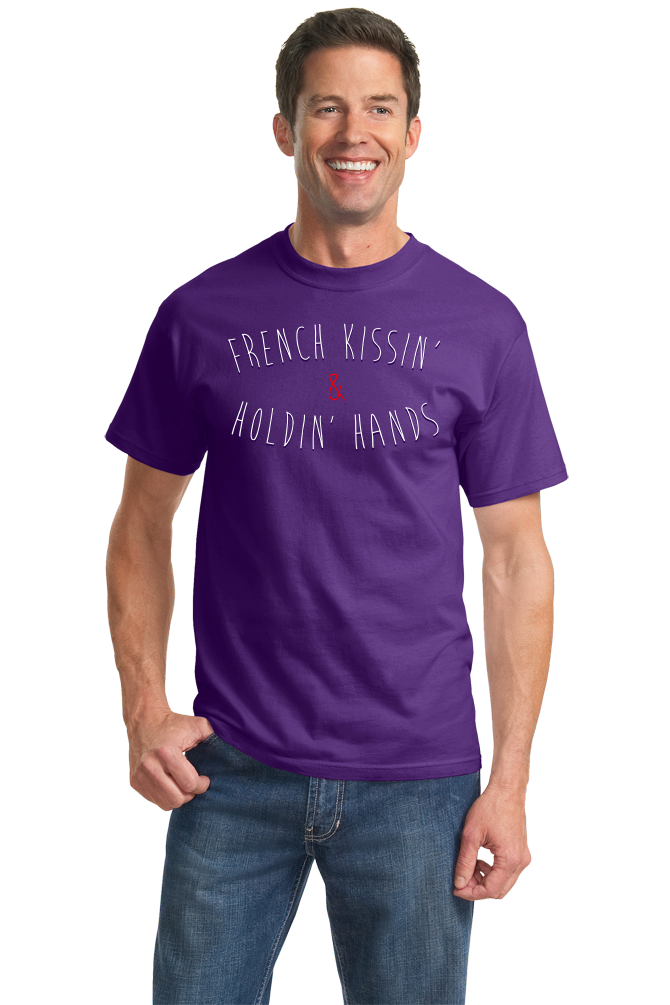Standard Purple French Kissing And Holding Hands - Awkward Cheesy Pick-Up Line T-shirt