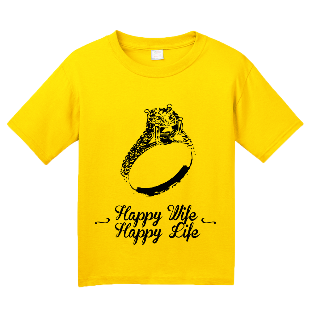 Youth Yellow Happy Wife, Happy Life - Bachelor Party New Husband Advice T-shirt