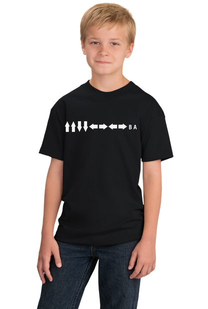 Youth Black Konami Code - Contra Gamer Gaming Video Game Nerd Geek Pride T-shirt