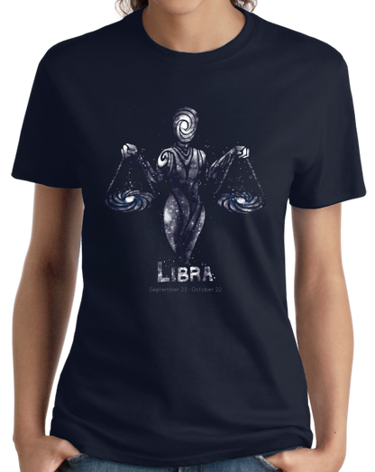 Ladies Navy Star Sign: Libra - Horoscope Astrology Astrological Sign Scales T-shirt