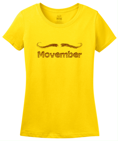 Ladies Yellow MOVEMBER MUSTACHE MONTH T-shirt