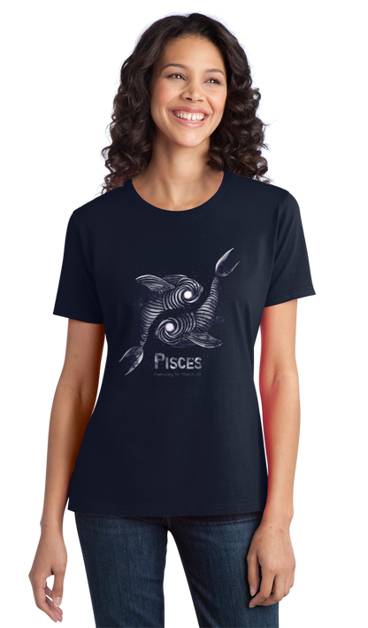 Ladies Navy Star Sign: Pisces - Horoscope Astrology Astrological New Age T-shirt