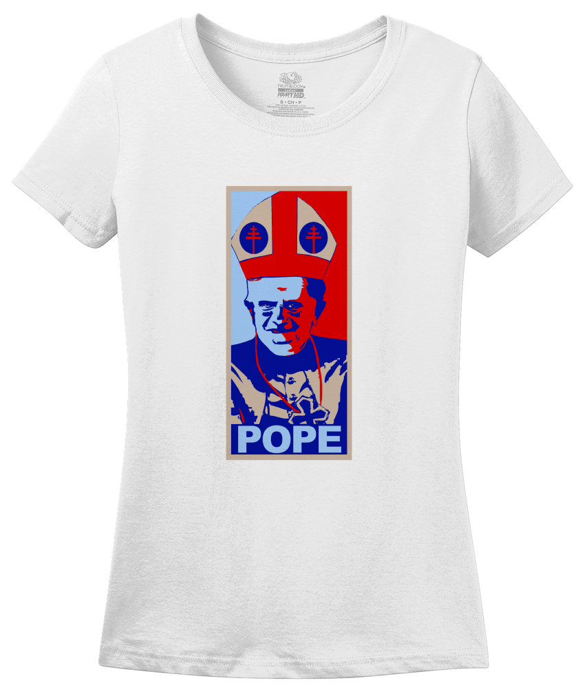 Ladies White POPE (HOPE SPOOF) T-shirt