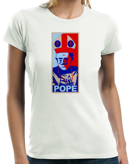 Ladies White POPE (HOPE SPOOF) T-shirt