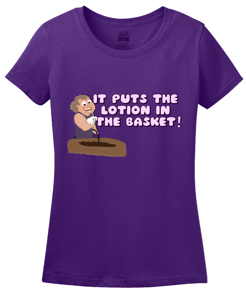 Ladies Purple It Puts The Lotion On The Skin - Creepy, Adorable Horror Movie T-shirt