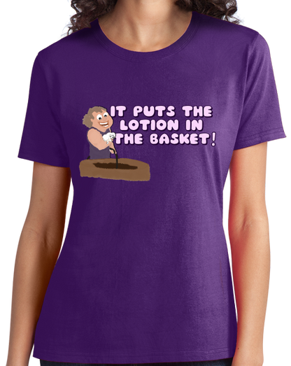 Ladies Purple It Puts The Lotion On The Skin - Creepy, Adorable Horror Movie T-shirt