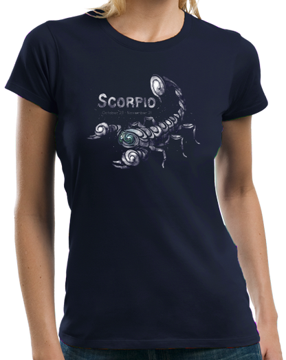 Ladies Navy Star Sign: Scorpio - Horoscope Astrology Astrological Scorpion T-shirt
