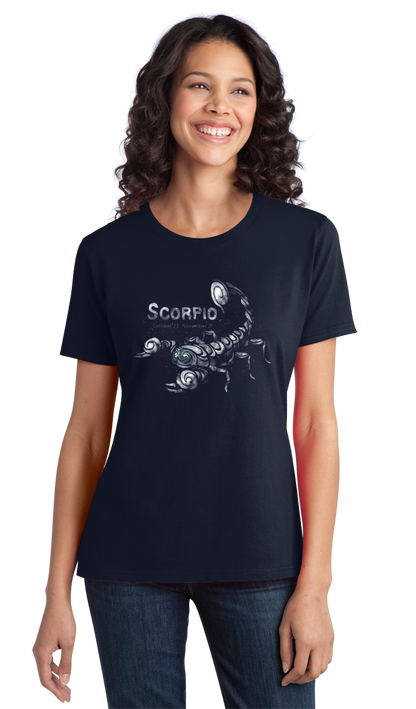 Ladies Navy Star Sign: Scorpio - Horoscope Astrology Astrological Scorpion T-shirt
