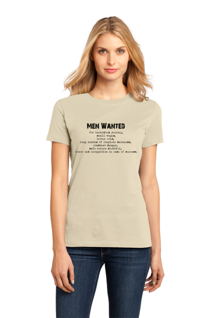 Ladies Natural Ernest Shackleton "Men Wanted" Tribute - Adventurer Leader T-shirt