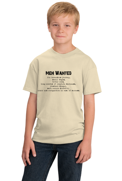 Youth Natural Ernest Shackleton "Men Wanted" Tribute - Adventurer Leader T-shirt