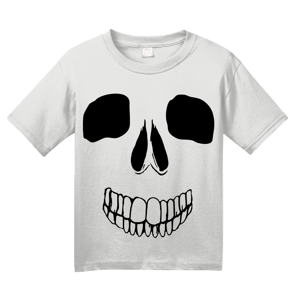 Youth White Skeleton Face - Skull Spooky Halloween Fun Silly Hipster T-shirt