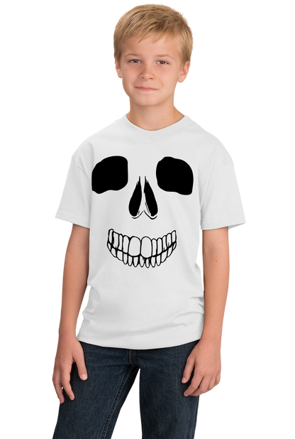 Youth White Skeleton Face - Skull Spooky Halloween Fun Silly Hipster T-shirt
