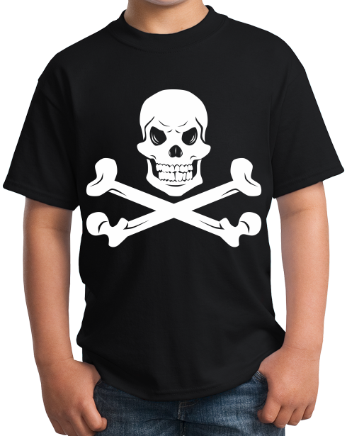 Youth Black Skull & Crossbones - Pirate Biker Humor Silly Halloween Costume 