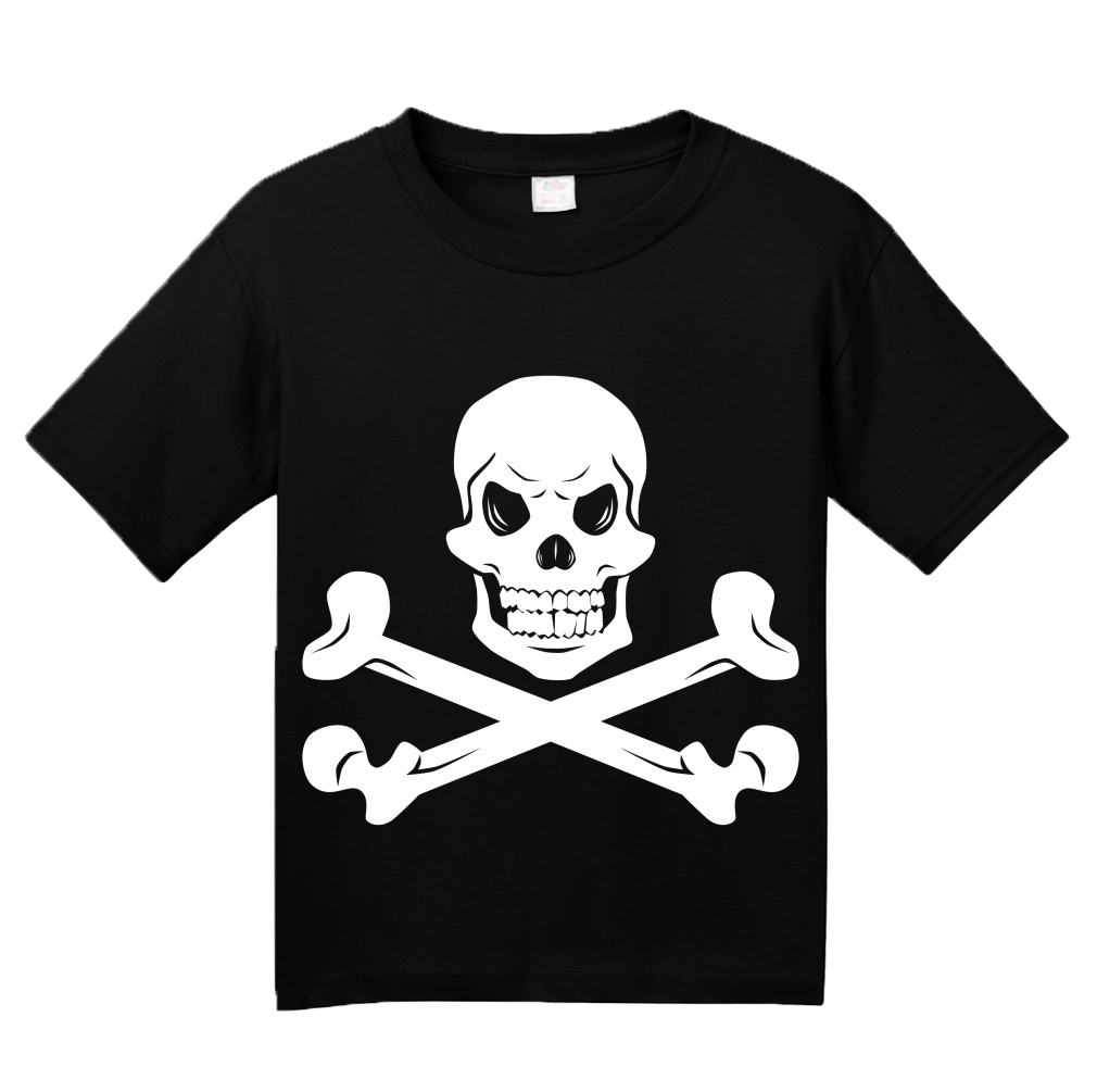 Youth Black Skull & Crossbones - Pirate Biker Humor Silly Halloween Costume 
