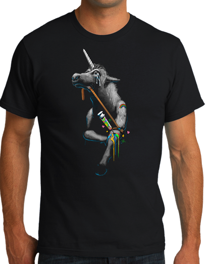 Standard Black Addict Unicorn - Junkie Unicorn Internet Humor Funny Drugs T-shirt