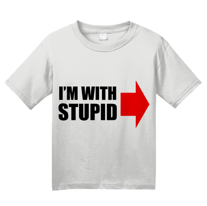 Youth White I'm With Stupid - Insult Humor Sarcastic Dumb Joke Funny T-shirt